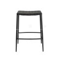 Hand woven saddle leather bar stool